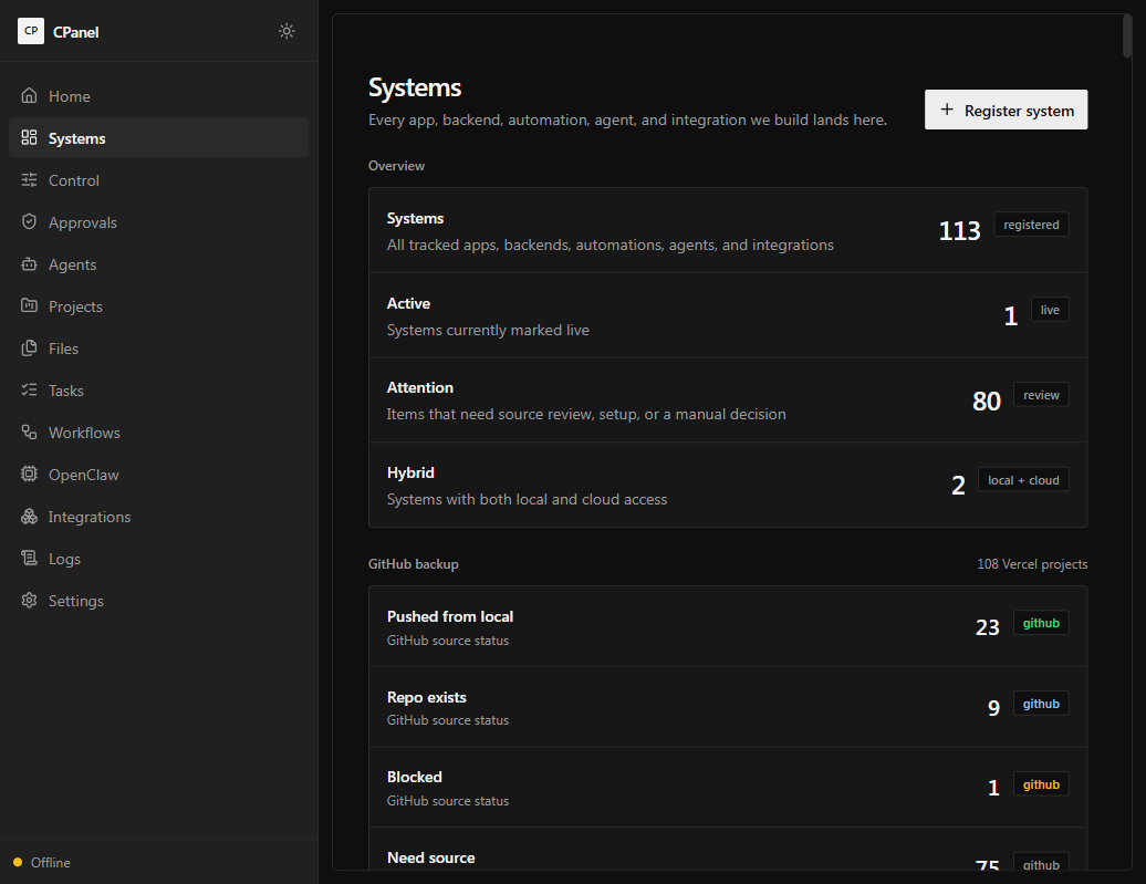 Clean settings web interface preview